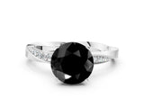 White gold Fancy Black Round Cut Diamond Engagement Ring with Side Stone Accents and Four-Prong Setting_84