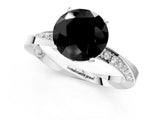 White gold Fancy Black Round Cut Diamond Engagement Ring with Side Stone Accents and Four-Prong Setting_85