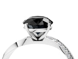 White gold Fancy Black Round Cut Diamond Engagement Ring with Side Stone Accents and Four-Prong Setting_88