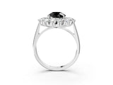 White gold Fancy Black Round Cut Diamond Floral Double Halo Engagement Ring with Prong Setting_27