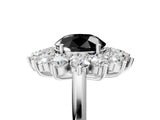 White gold Fancy Black Round Cut Diamond Floral Double Halo Engagement Ring with Prong Setting_29