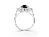 White gold Fancy Black Round Cut Diamond Floral Double Halo Engagement Ring with Prong Setting_87