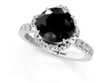 White gold Fancy Black Round Cut Diamond Halo Pave Band with Four-Prong Setting_4