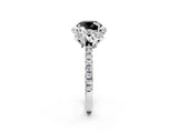 White gold Fancy Black Round Cut Diamond Halo Pave Band with Four-Prong Setting_5