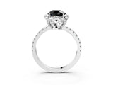 White gold Fancy Black Round Cut Diamond Halo Pave Band with Four-Prong Setting_6