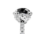 White gold Fancy Black Round Cut Diamond Halo Pave Band with Four-Prong Setting_8