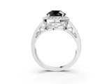 White gold Fancy Black Round Cut Diamond Halo Ring with Split Shank and Bezel Accents and Prong Setting_3