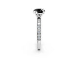 White gold Fancy Black Round Cut Diamond Milgrain Pavé Engagement Ring with Four-Prong Setting_2