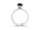 White gold Fancy Black Round Cut Diamond Milgrain Pavé Engagement Ring with Four-Prong Setting_3