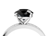 White gold Fancy Black Round Cut Diamond Milgrain Pavé Engagement Ring with Four-Prong Setting_4
