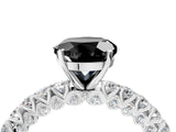 White gold Fancy Black Round Cut Diamond Pavé Band Solitaire Ring with Prong Setting_28
