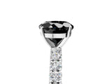 White gold Fancy Black Round Cut Diamond Pavé Band Solitaire Ring with Prong Setting_29