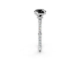 White gold Fancy Black Round Cut Diamond Pavé Engagement Ring with Round  Accents and Prong Setting_26