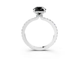 White gold Fancy Black Round Cut Diamond Pavé Engagement Ring with Round  Accents and Prong Setting_27