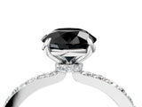 White gold Fancy Black Round Cut Diamond Pavé Engagement Ring with Round  Accents and Prong Setting_28