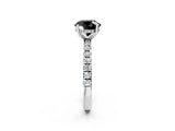 White gold Fancy Black Round Cut Diamond Pave Band Solitaire Ring with Round  and Prong Setting_74