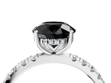 White gold Fancy Black Round Cut Diamond Pave Band Solitaire Ring with Round  and Prong Setting_76