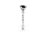 White gold Fancy Black Round Cut Diamond Prong Set Engagement Ring with Pave Band_2