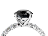 White gold Fancy Black Round Cut Diamond Prong Set Engagement Ring with Pave Band_4