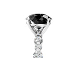 White gold Fancy Black Round Cut Diamond Prong Set Engagement Ring with Pave Band_5