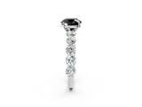 White gold Fancy Black Round Cut Diamond Prong Setting with Side Stones on a Pave Band_2