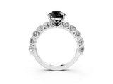 White gold Fancy Black Round Cut Diamond Prong Setting with Side Stones on a Pave Band_3