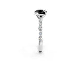 White gold Fancy Black Round Cut Diamond Ring with Marquise and Round  Side Stones and Four-Prong Setting_62