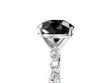 White gold Fancy Black Round Cut Diamond Ring with Marquise and Round  Side Stones and Four-Prong Setting_65