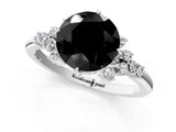 White gold Fancy Black Round Cut Diamond Ring with Side Stones and Four-Prong Setting_61