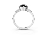 White gold Fancy Black Round Cut Diamond Ring with Side Stones and Four-Prong Setting_63