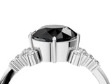 White gold Fancy Black Round Cut Diamond Ring with Side Stones and Four-Prong Setting_64