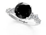 White gold Fancy Black Round Cut Diamond Scattered Round Accent Ring with Prong Setting_13