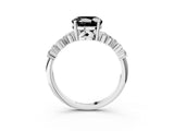 White gold Fancy Black Round Cut Diamond Scattered Round Accent Ring with Prong Setting_15