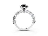 White gold Fancy Black Round Cut Diamond Side Stone Engagement Ring with Four-Prong Setting_39