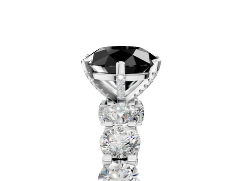 White gold Fancy Black Round Cut Diamond Side Stone Engagement Ring with Four-Prong Setting_41