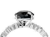 White gold Fancy Black Round Cut Diamond Side Stone Solitaire Ring with Round  and Four-Prong Setting_16