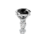 White gold Fancy Black Round Cut Diamond Side Stone Solitaire Ring with Round  and Four-Prong Setting_17