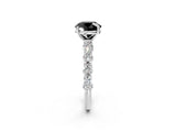 White gold Fancy Black Round Cut Diamond Side Stone Solitaire Ring with Round  and Four-Prong Setting_50