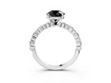 White gold Fancy Black Round Cut Diamond Side Stone Solitaire Ring with Round  and Four-Prong Setting_51