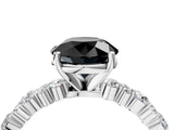 White gold Fancy Black Round Cut Diamond Side Stone Solitaire Ring with Round  and Four-Prong Setting_52