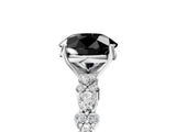 White gold Fancy Black Round Cut Diamond Side Stone Solitaire Ring with Round  and Four-Prong Setting_53