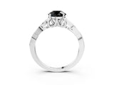 White gold Fancy Black Round Cut Diamond Solitaire Engagement Ring with Celtic Knot Band and Four-Prong Setting_3