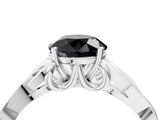 White gold Fancy Black Round Cut Diamond Solitaire Engagement Ring with Celtic Knot Band and Four-Prong Setting_4