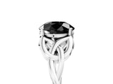 White gold Fancy Black Round Cut Diamond Solitaire Engagement Ring with Celtic Knot Band and Four-Prong Setting_5