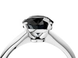 White gold Fancy Black Round Cut Diamond Solitaire Engagement Ring with Classic Band and Four-Prong Setting_28