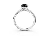 White gold Fancy Black Round Cut Diamond Solitaire Engagement Ring with Classic Band and Four-Prong Setting_39