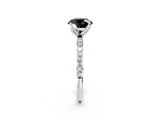 White gold Fancy Black Round Cut Diamond Solitaire Engagement Ring with Pavé Band and Prong Setting_2