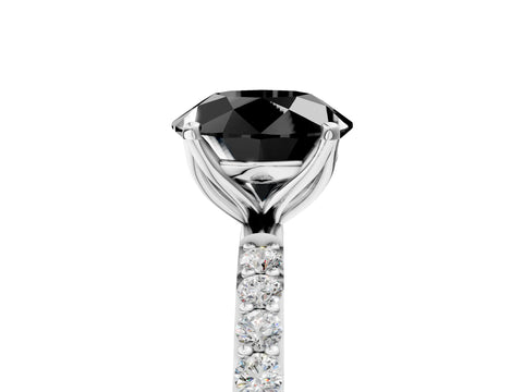 14K White Gold 1.52 Carat D VS1 Round Diamond Solitaire Engagement Ring with Round  Pavé Band and Prong Setting