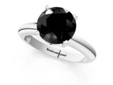White gold Fancy Black Round Cut Diamond Solitaire Engagement Ring with Round Band and Four-Prong Setting_193