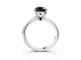 White gold Fancy Black Round Cut Diamond Solitaire Engagement Ring with Round Band and Four-Prong Setting_195